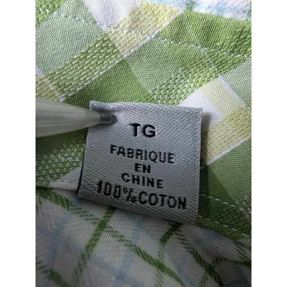 Jack Stone by Thomas Dean Dress Shirt Men's Size XL Green Plaid Patterned Cuff - Picture 16 of 16